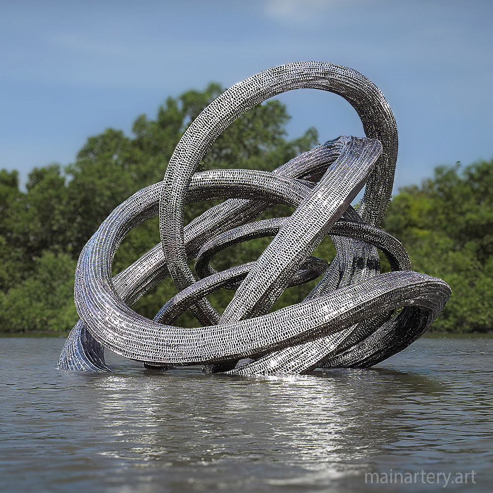 Cover: Atomic Harmony Stainless Sculpture