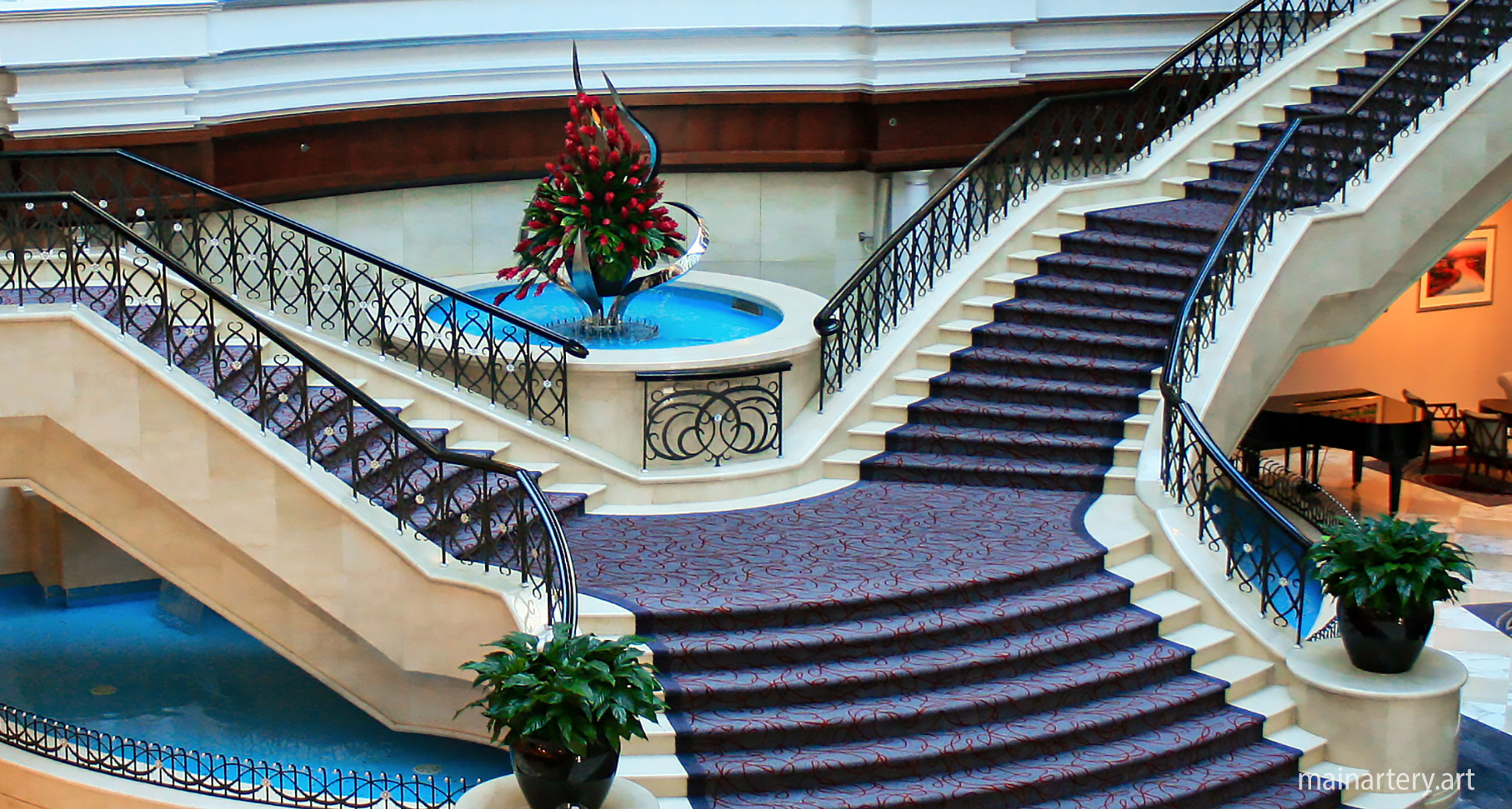 foyer mirror polished organic water feature artwork image