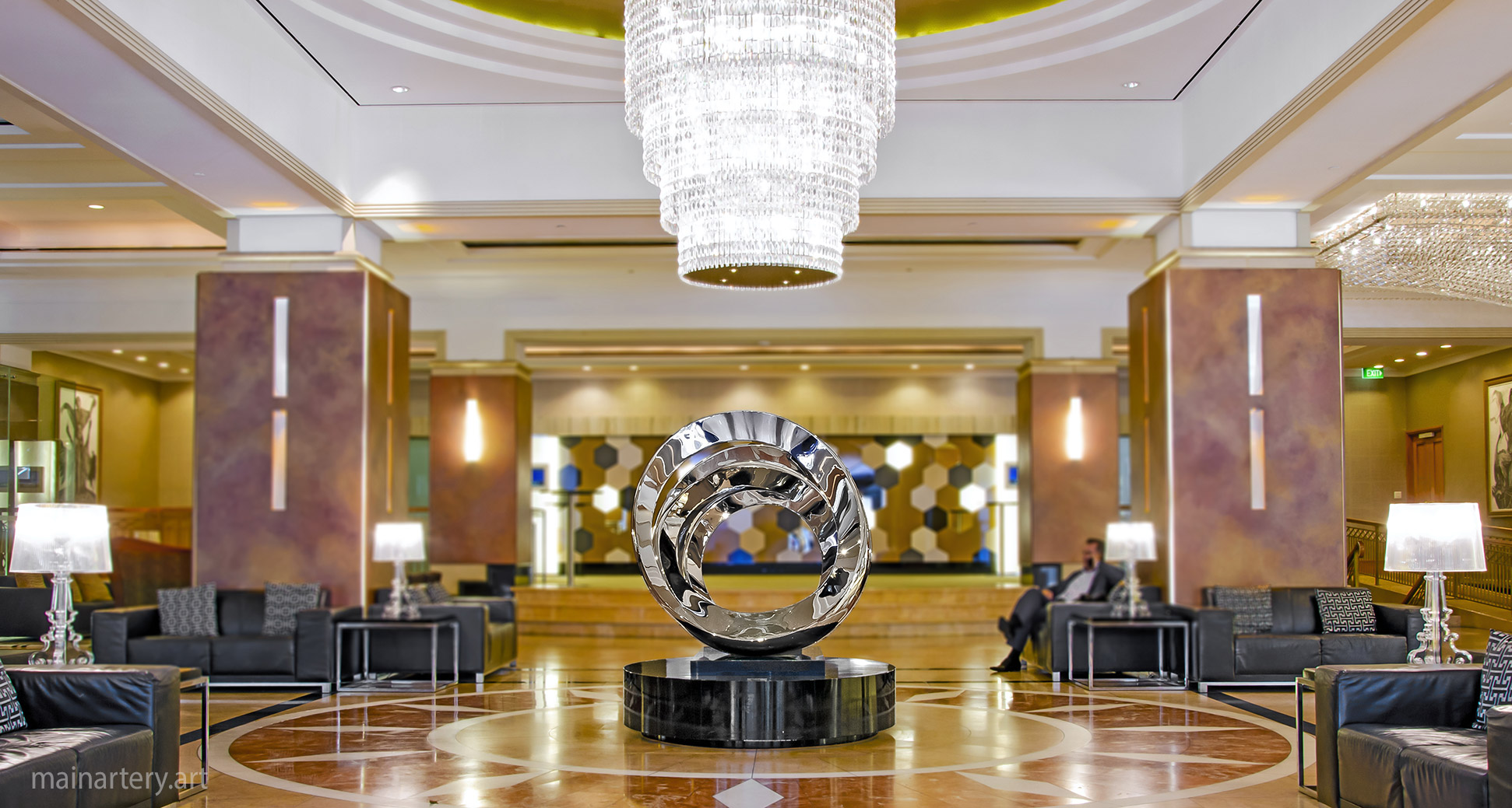 freestanding polished abstract hotel sculpture image