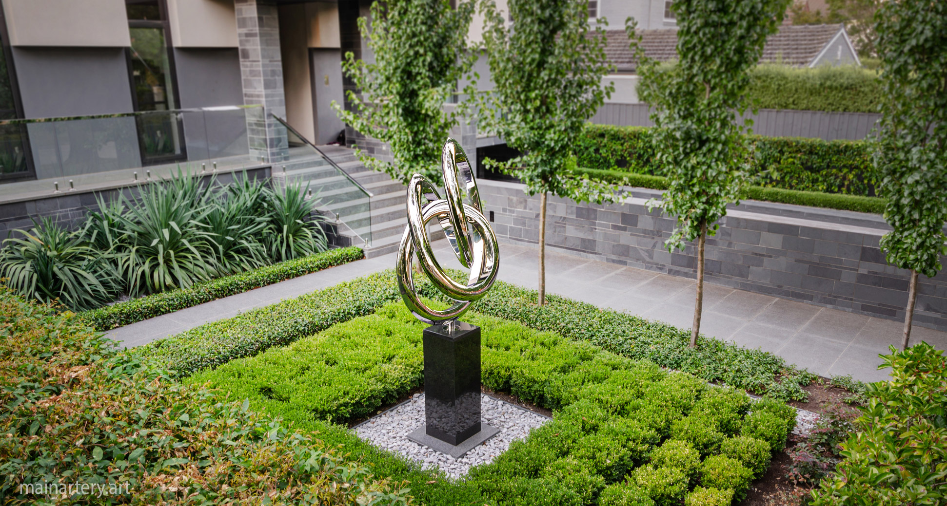 front yard polished contemporary garden artwork image