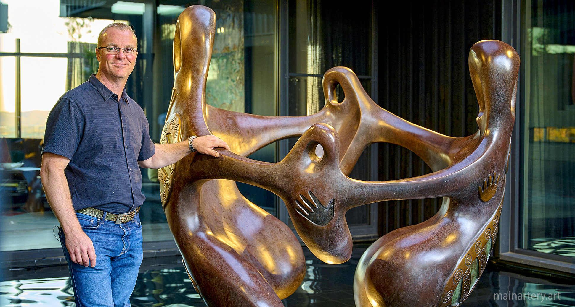 Huge Silicon Bronze Residential Sculpture by Todd Stuart, showcasing contemporary elegance