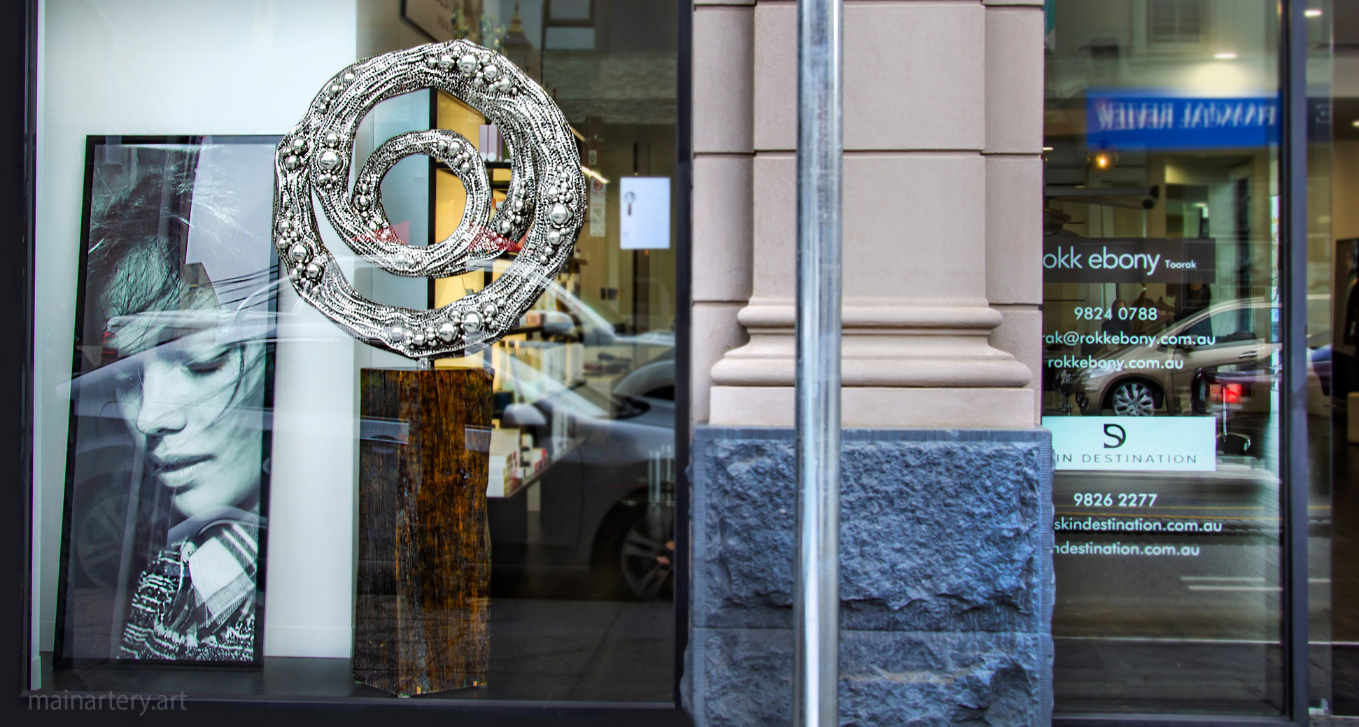 large mirror polished contemporary hair salon art image
