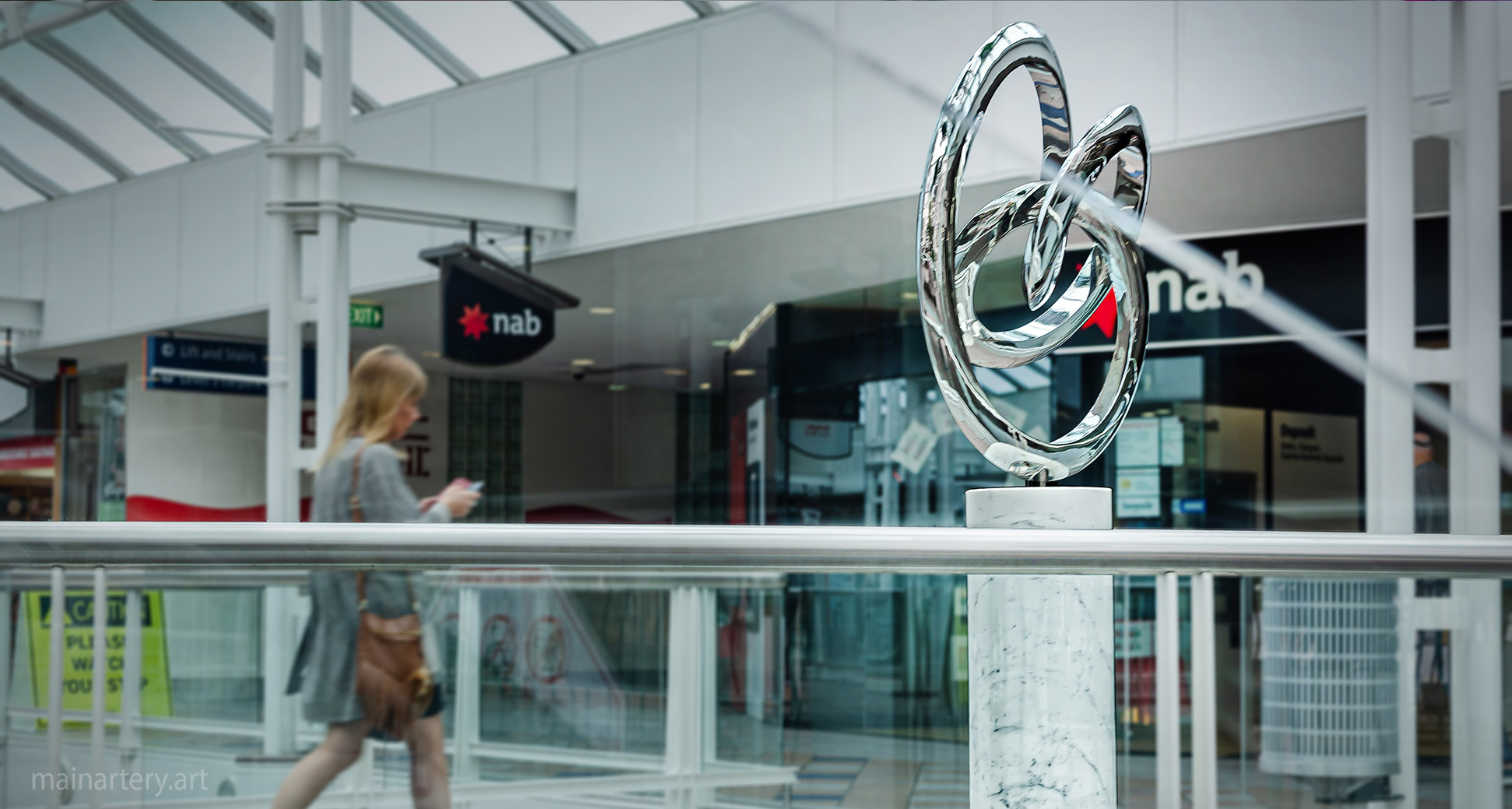 large stainless steel organic interior artwork image