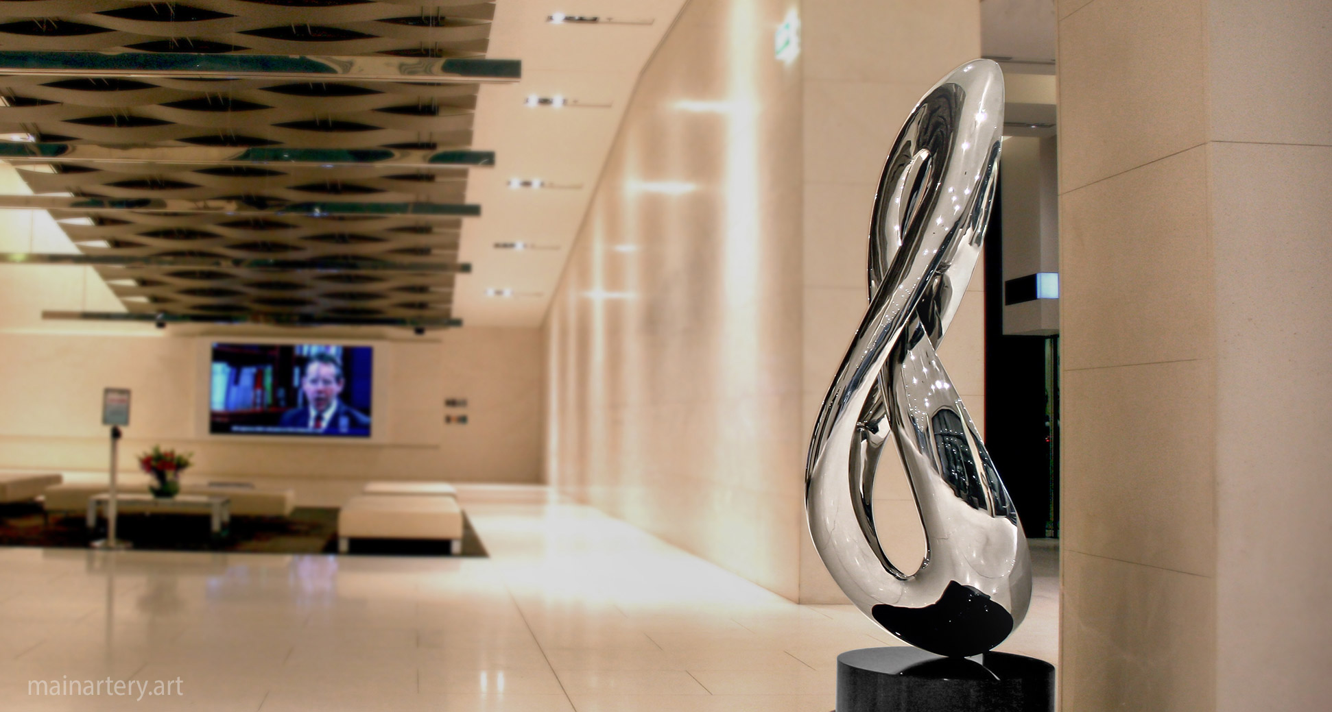 lobby polished modern infinity sculpture image