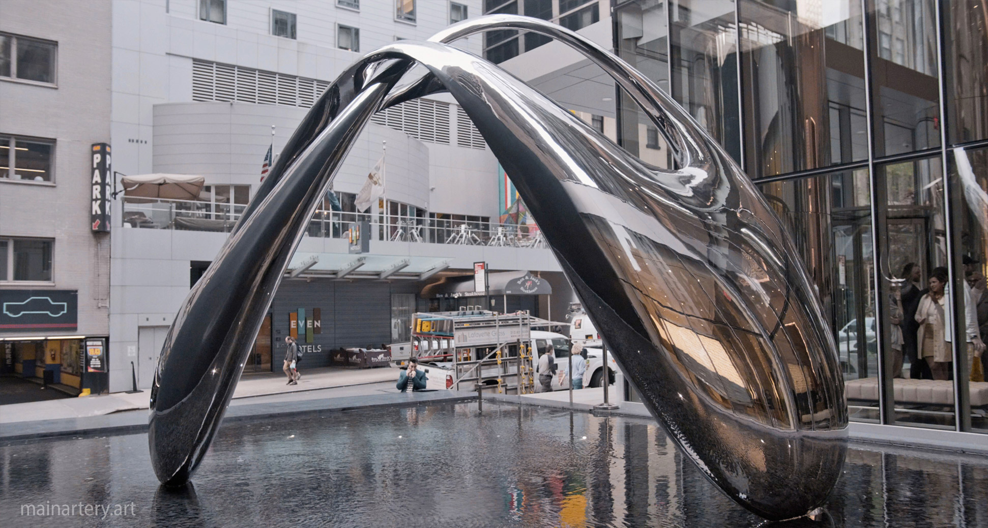 Large Stainless Modern Water Feature Summit Artwork, a stunning integration of art and water dynamics