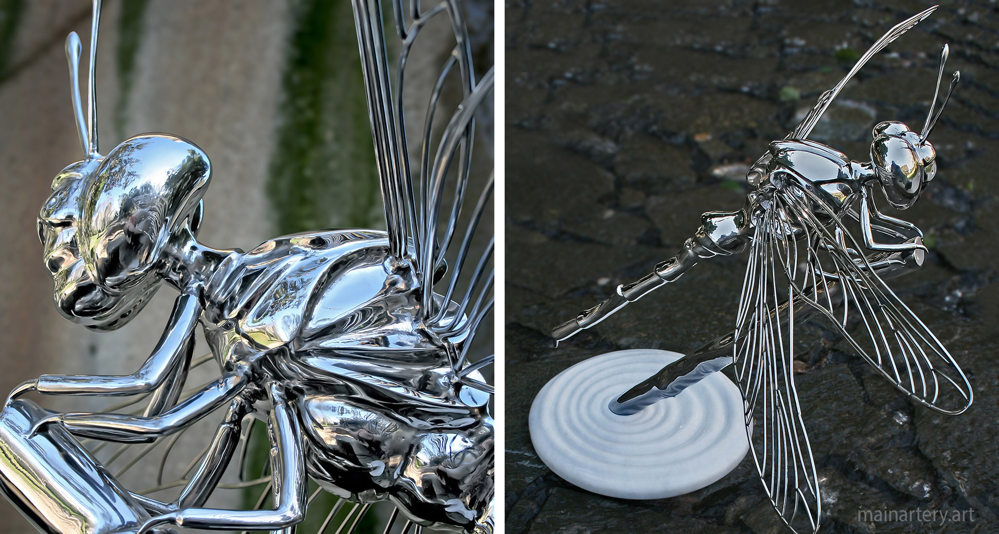small realistic stainless dragonfly artwork image