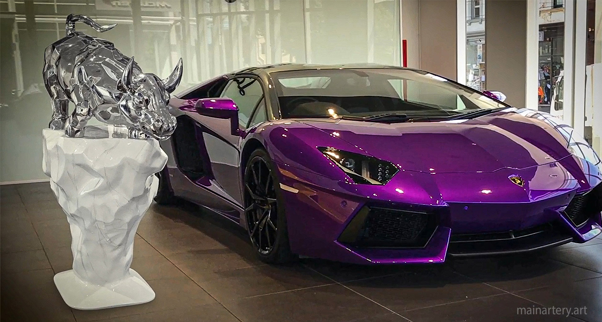 lamborghini large raging bull sculpture image