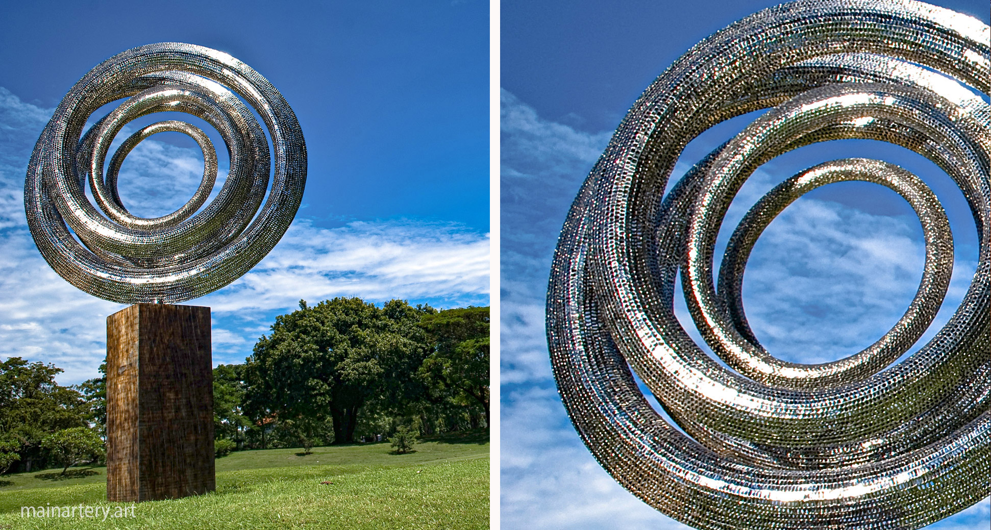 freestanding stainless modern landscape sculpture image