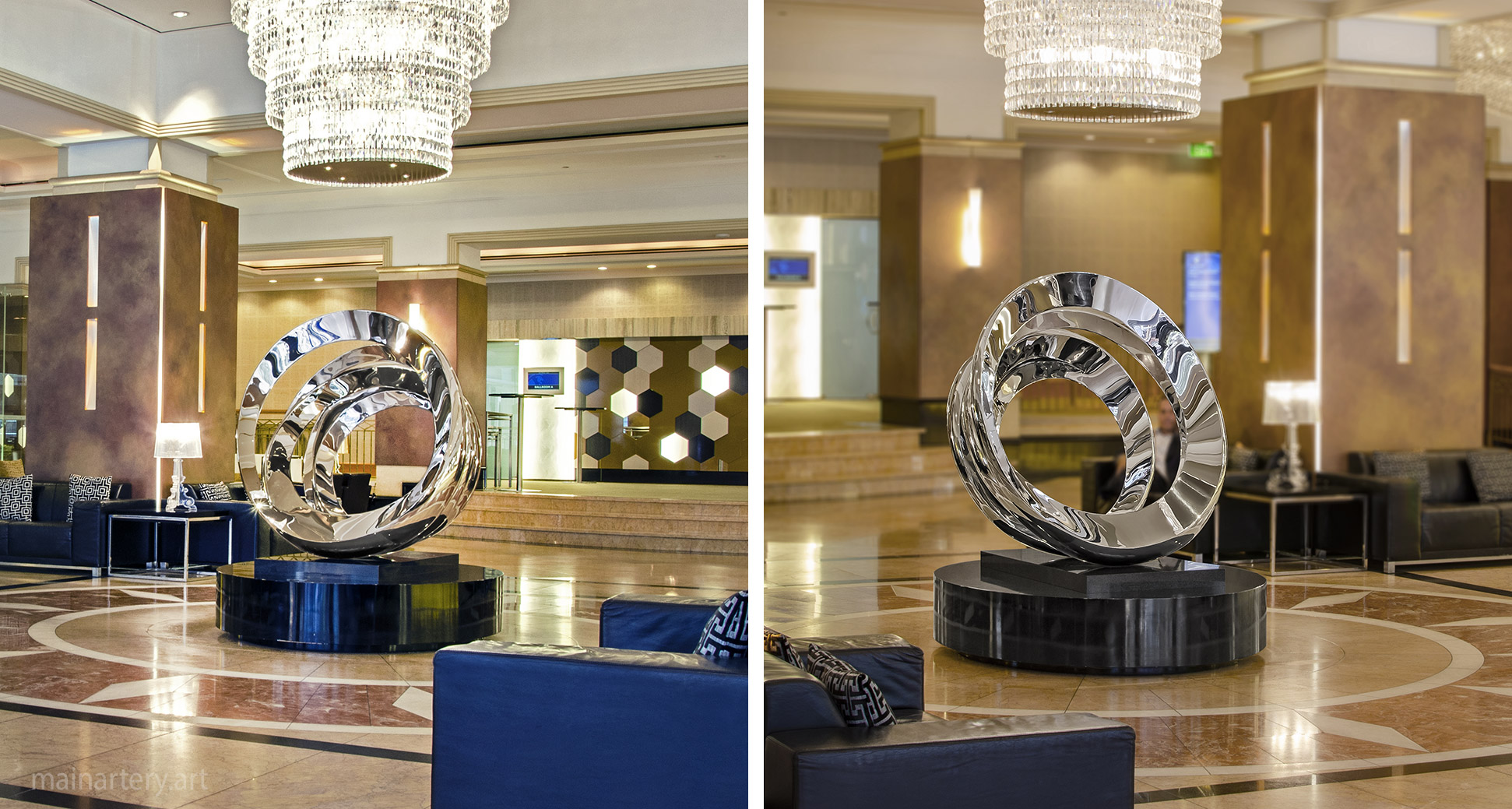 large mirror polished spherical public art image