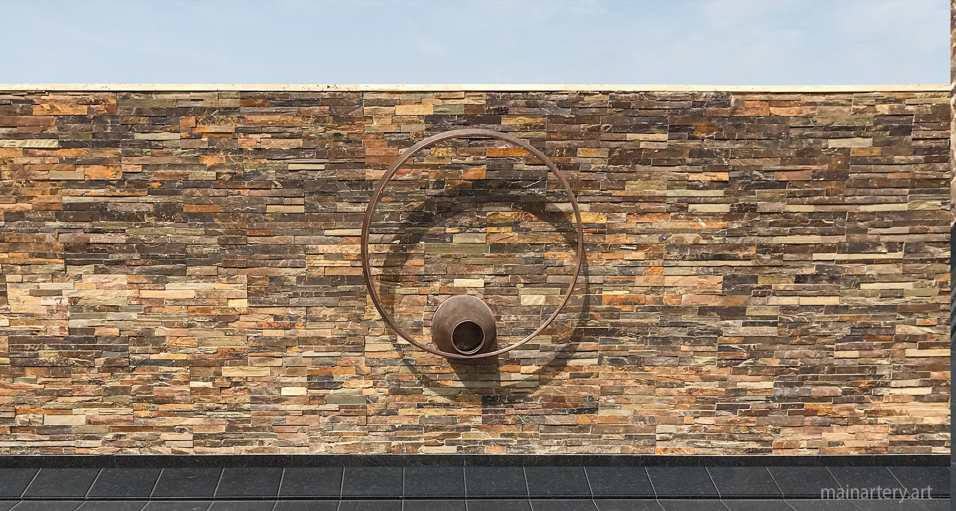 modern spherical water feature sculpture image