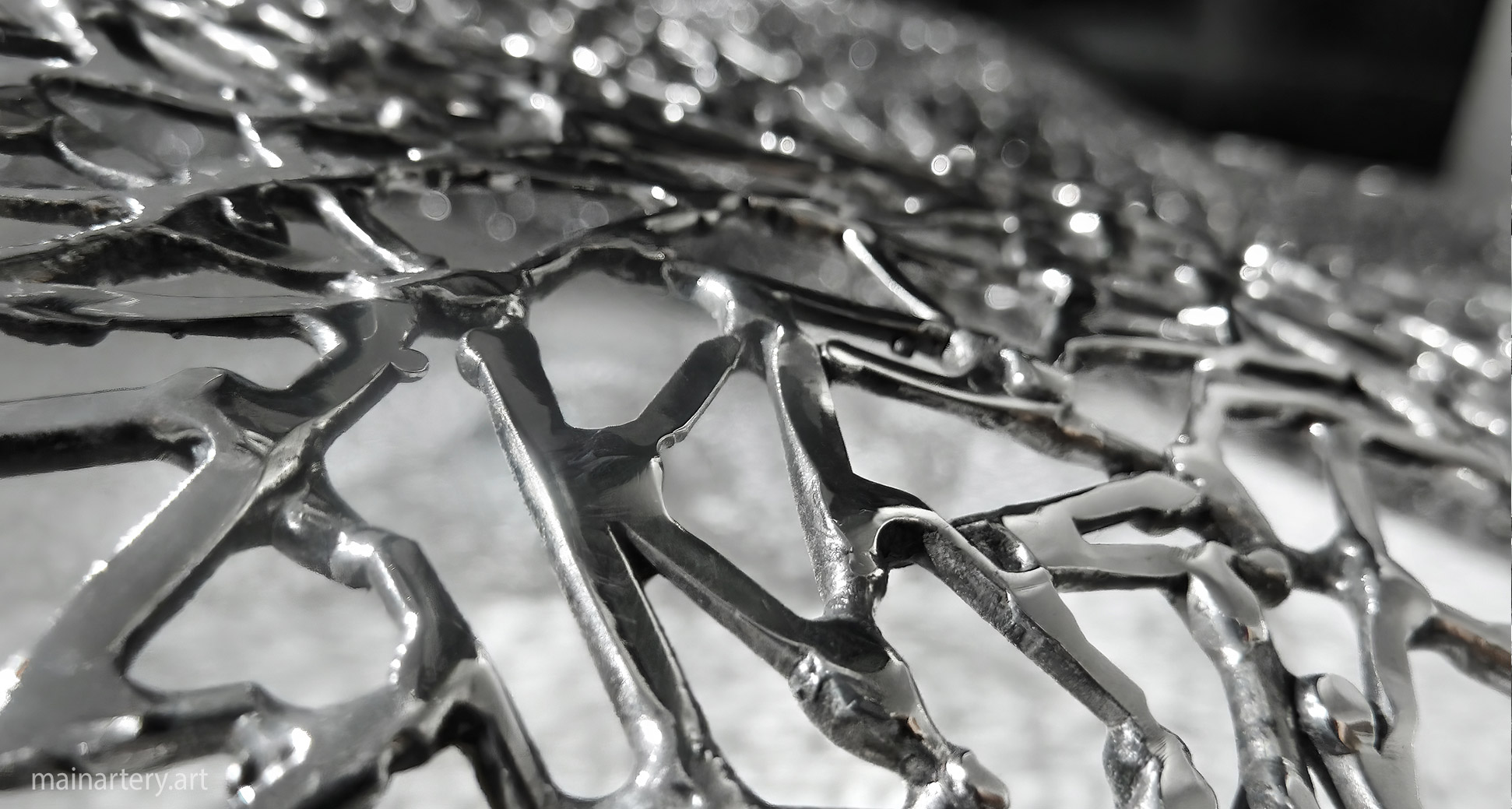 stainless coffee leaf sculpture art detail image