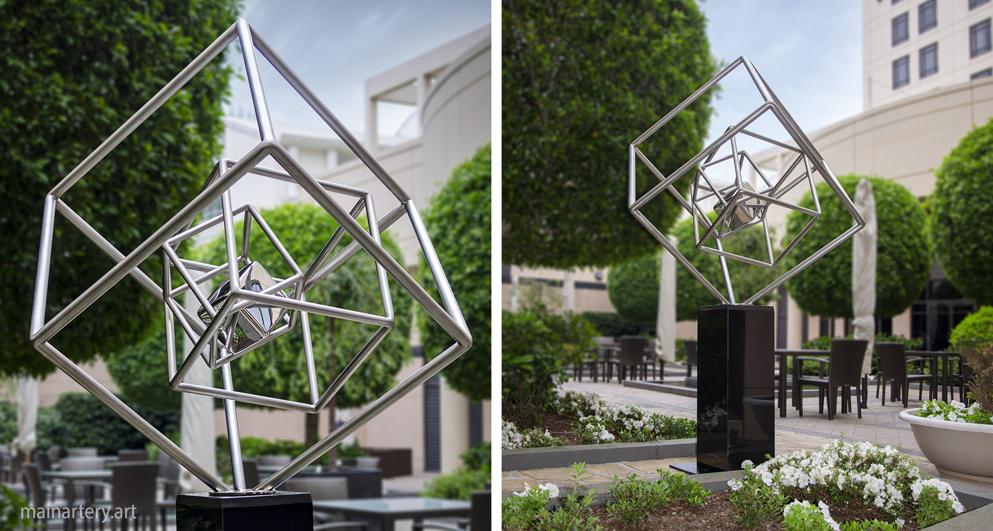 courtyard stainless steel modern estate sculpture image
