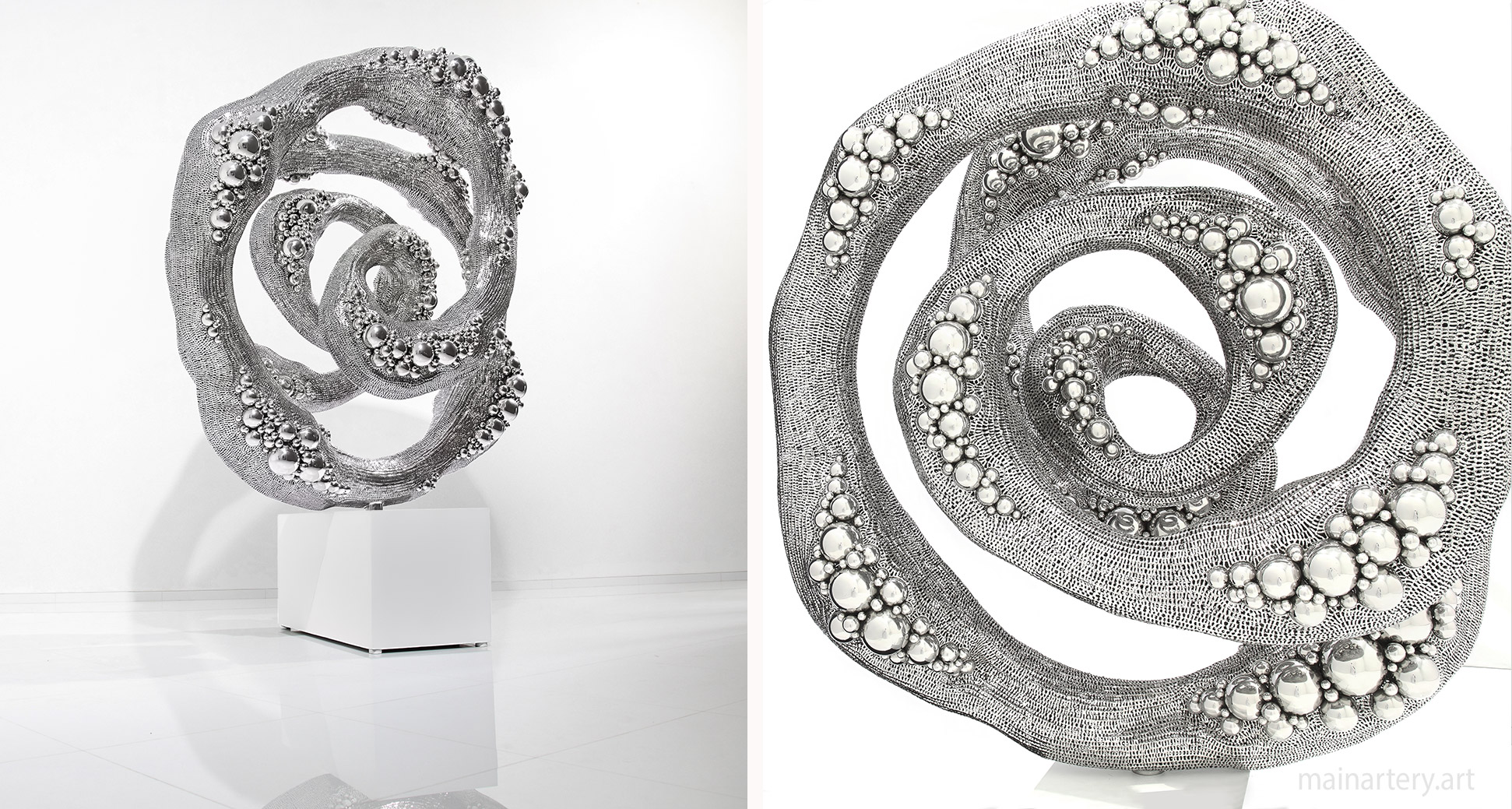 huge designer modern stainless statement sculpture image