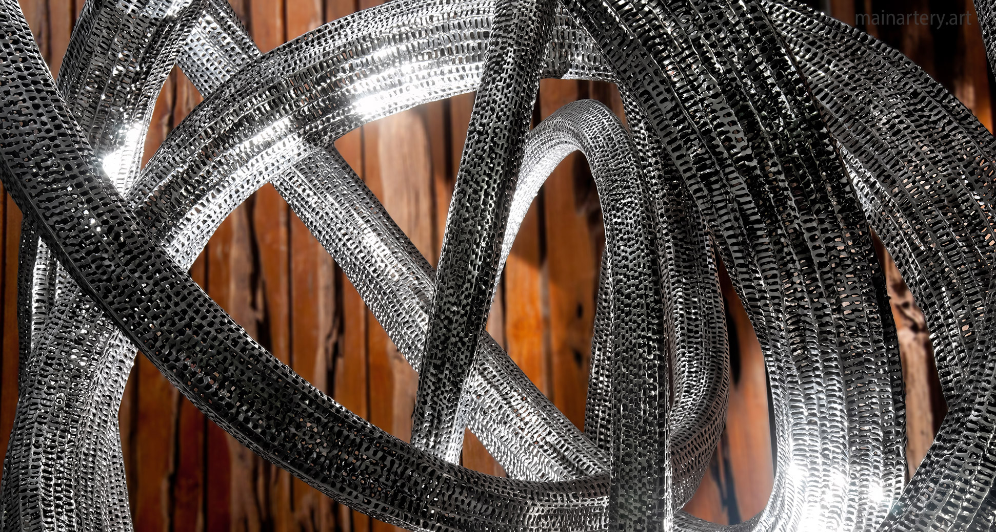 large atomic atom styled stainless sculpture image