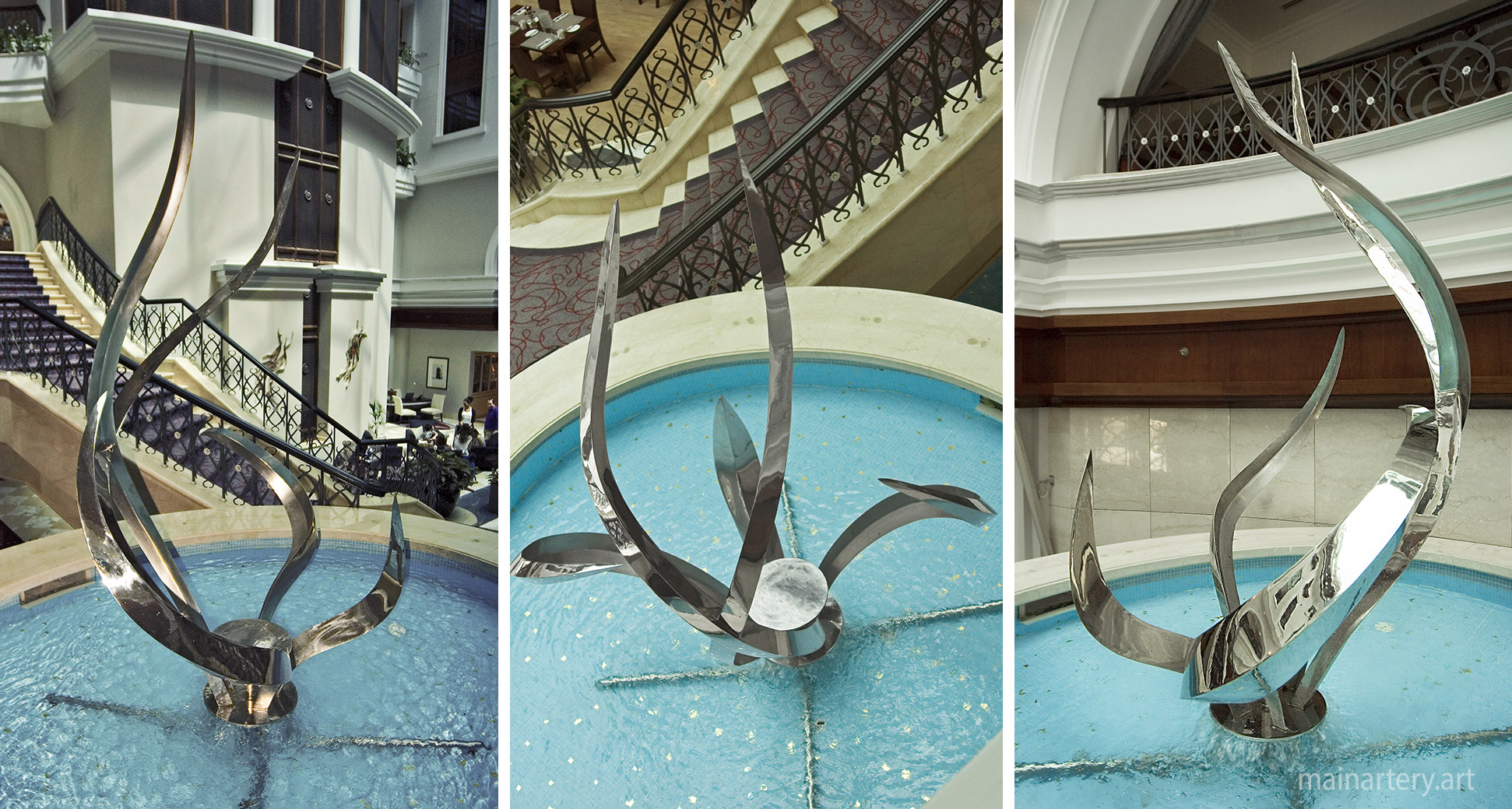 organic embrace hotel interior fountain commercial sculpture image