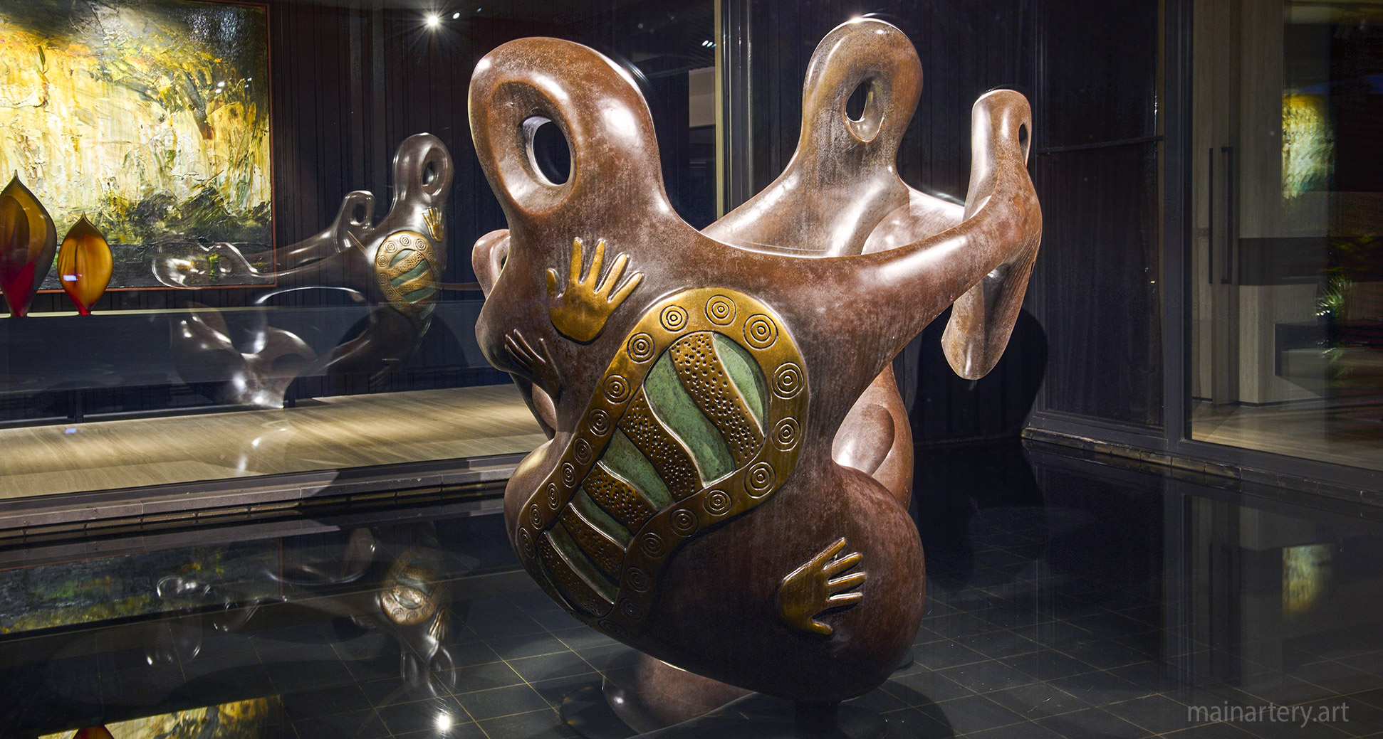 Entrance Bronze Representational Larger-than-Life Indigenous Australian Sculpture, embodying cultural heritage