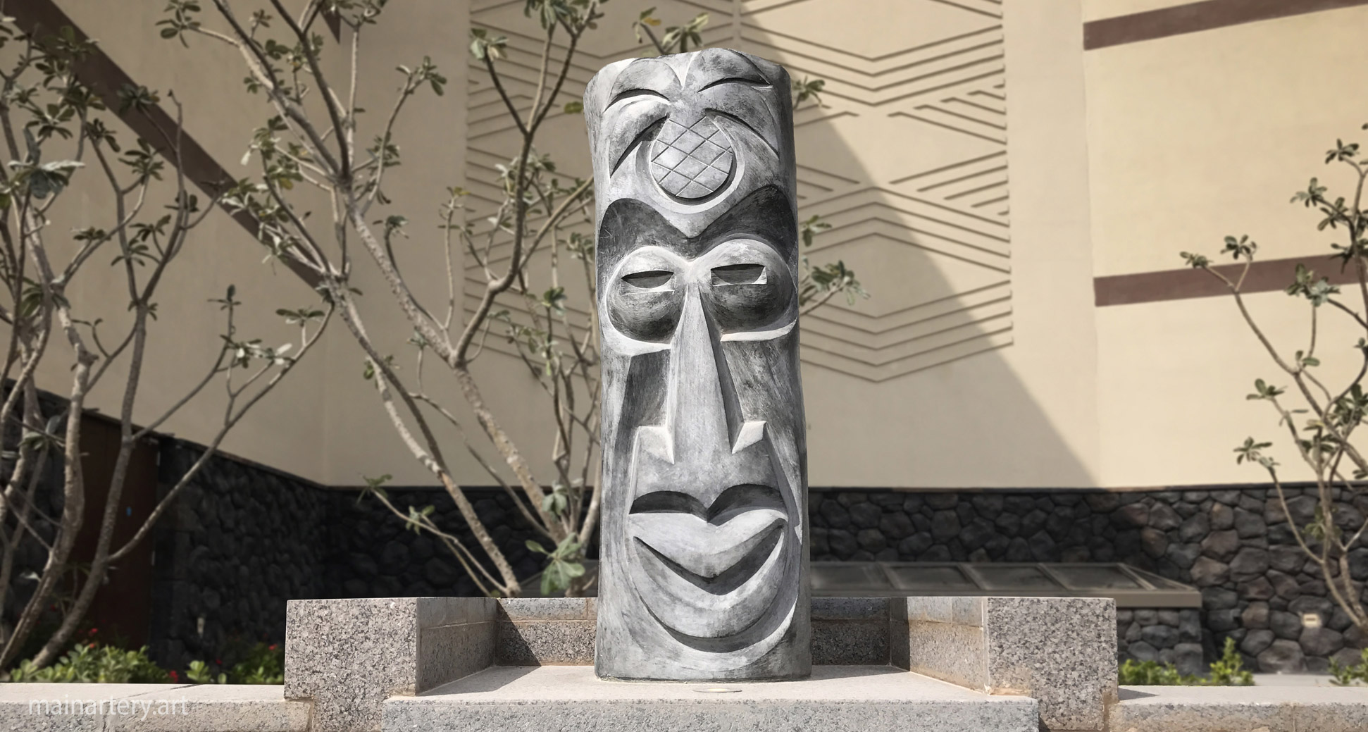 tiki themed stone contemporary hotel artwork image