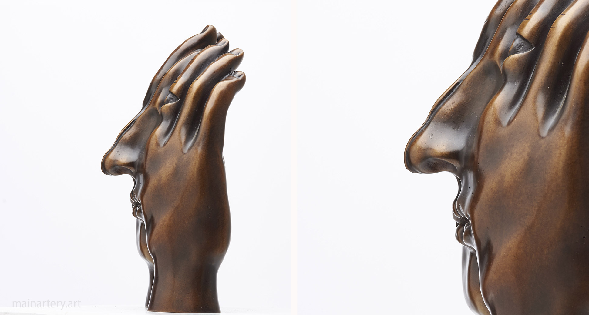 interior bronze figurative hand artwork image