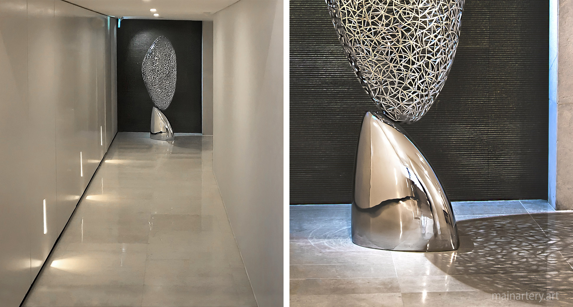 medium stainless steel organic feng shui entrance sculpture image