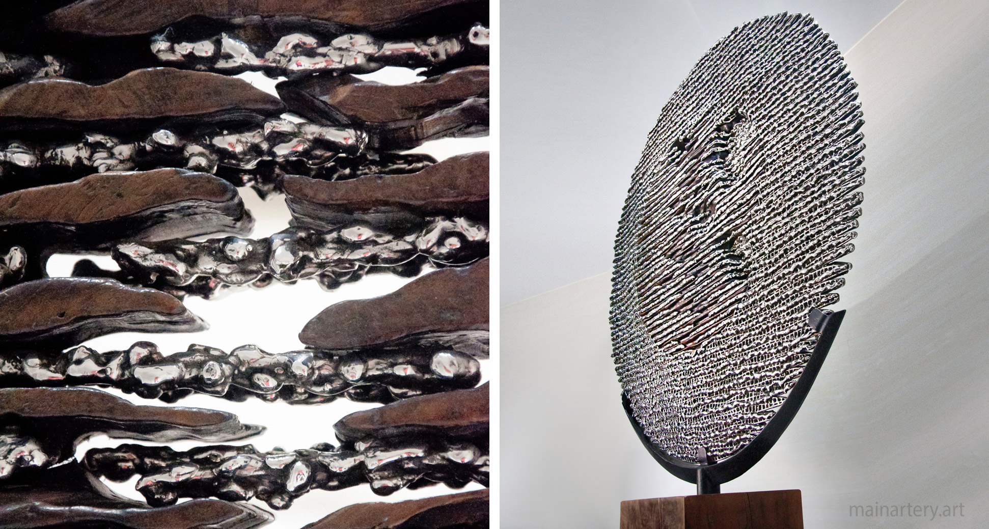 huge stainless wood modern interior sculpture image