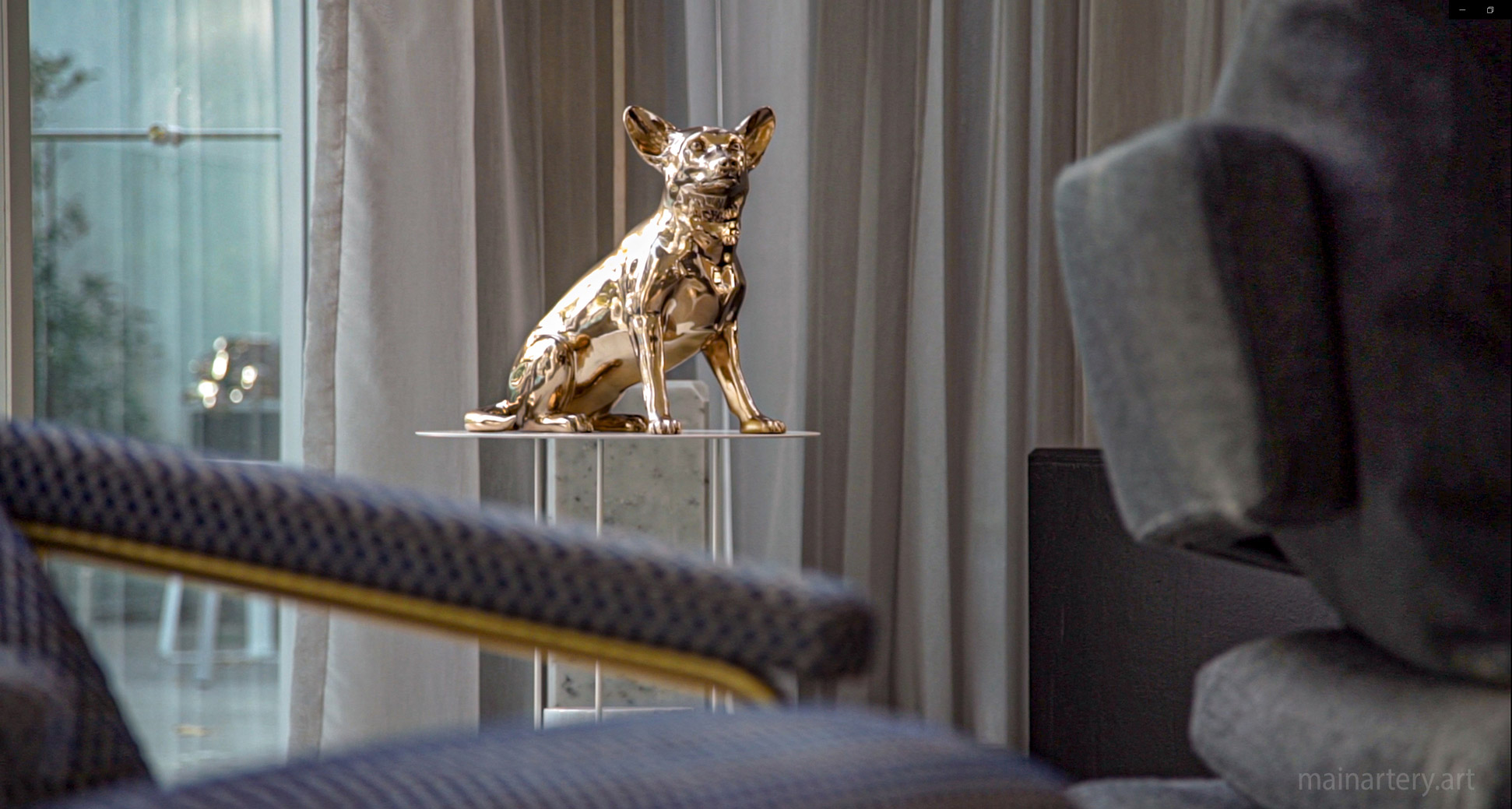 medium bronze dog pet portrait art image