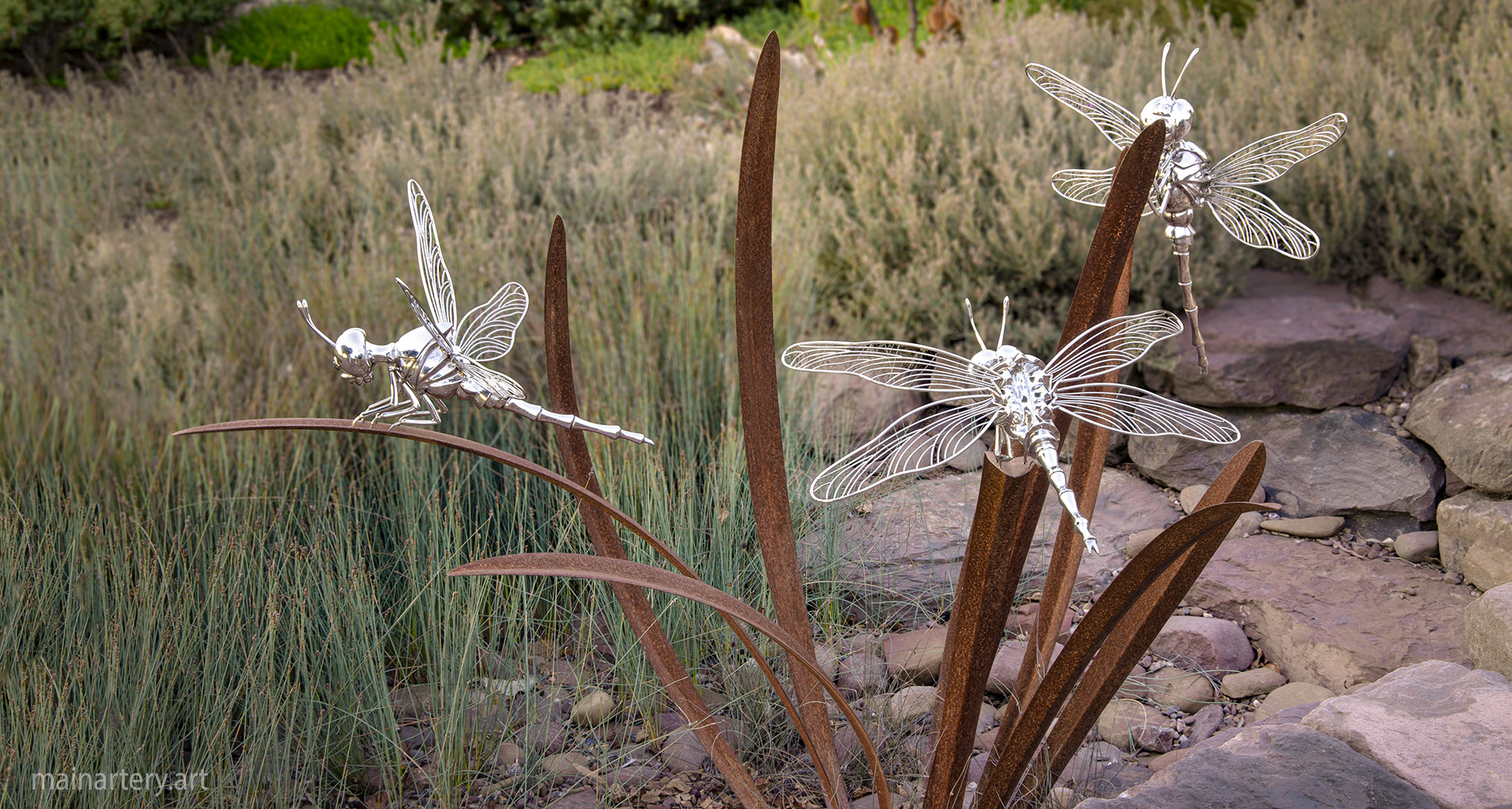 dragonfly outdoor sculpture corten steel image