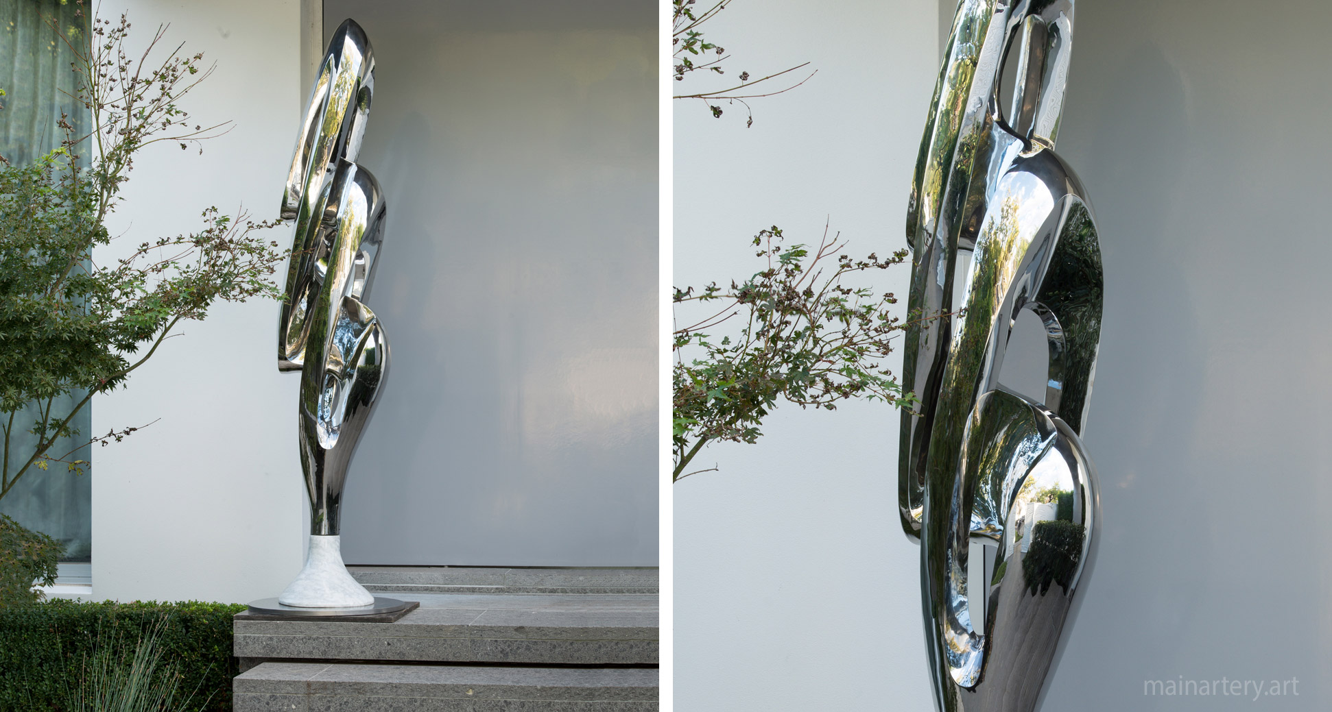 freestanding mirror polished organic garden art image