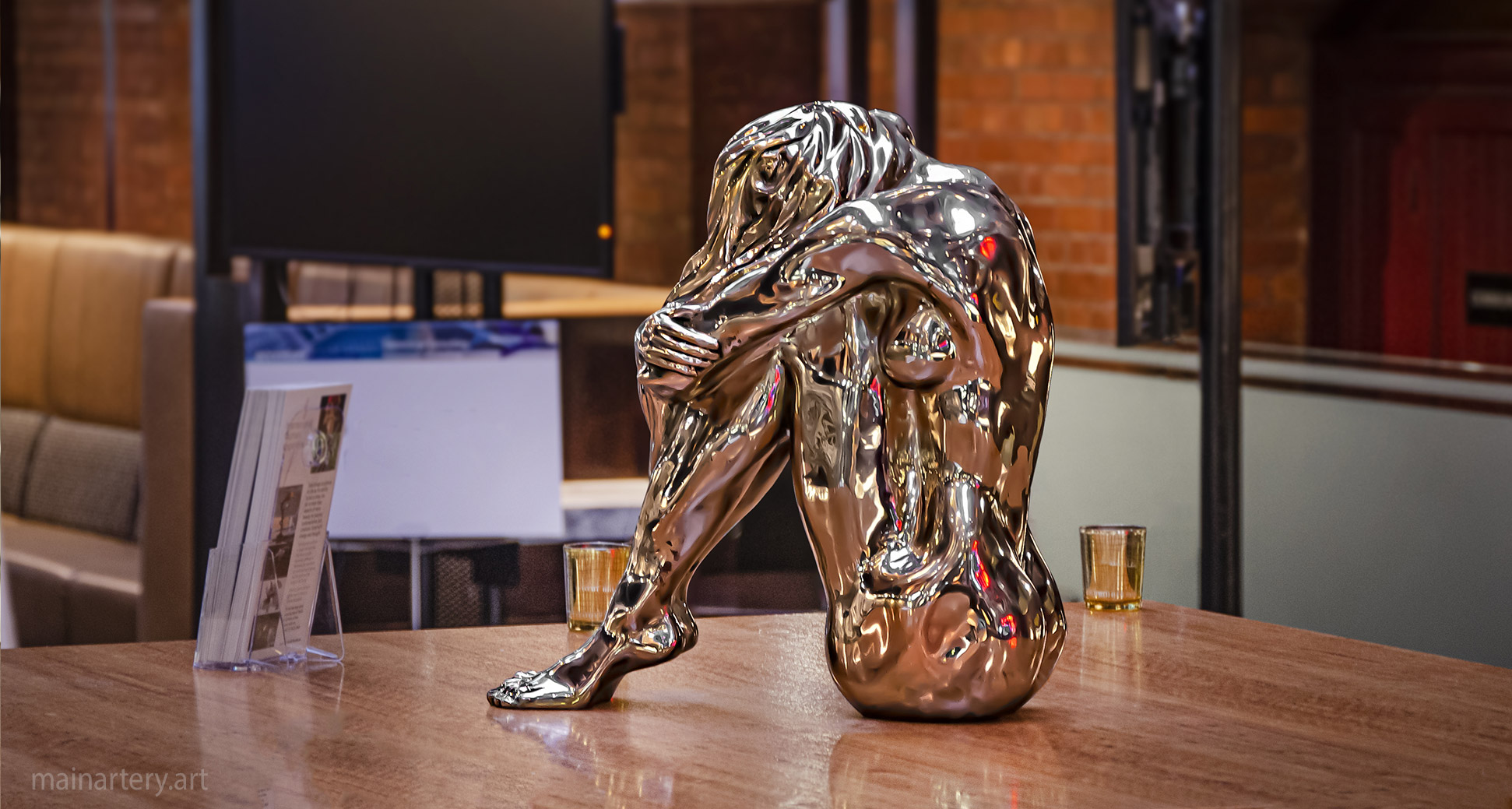freestanding tabletop bronze nude interior sculpture image