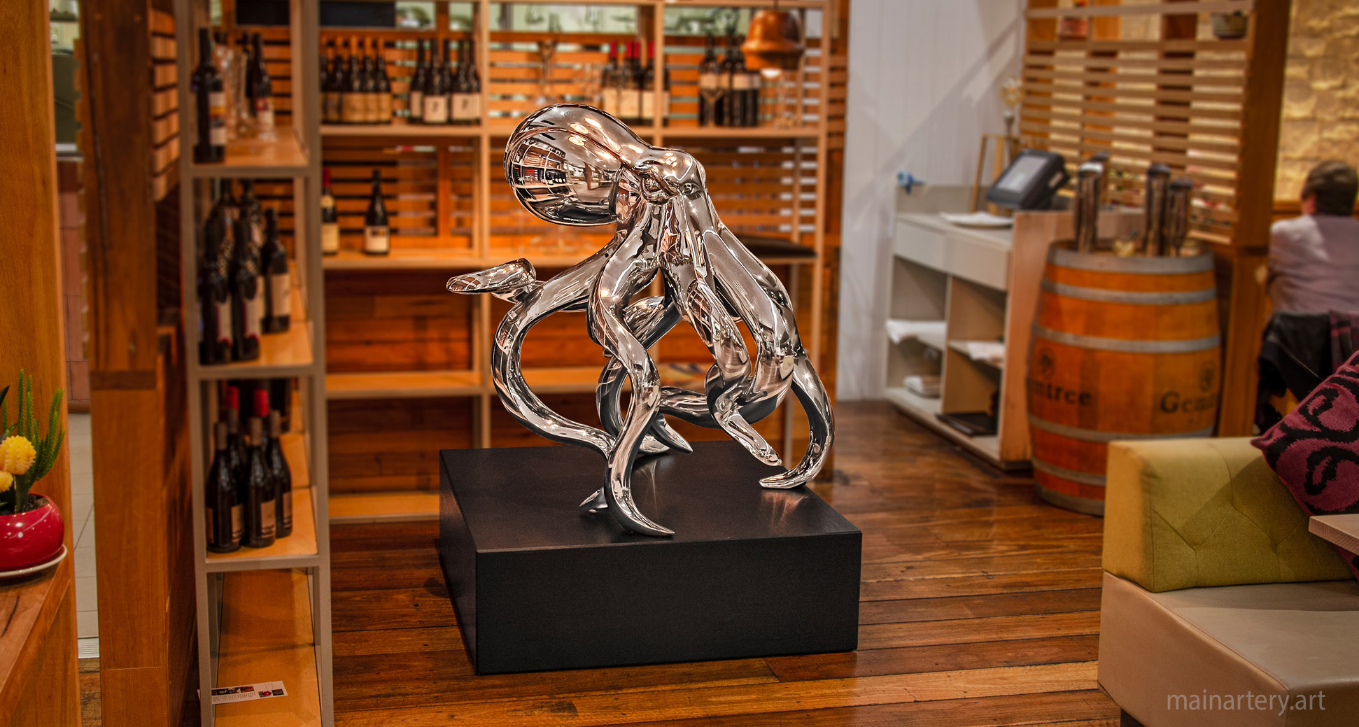 large modern stainless steel octopus art image